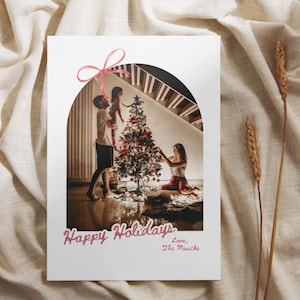 Boog kerstkaartsjabloon, foto kerstkaartsjabloon, boho kerstkaart, boog kerstkaart bewerkbaar, foto kerstkaart, Xmas V7