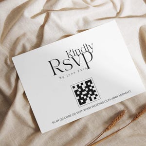 Minimalist Modern Wedding Invitation Template, Modern RSVP Card, Boho Wedding RSVP, Wedding QR Code Rsvp, Editable Template, Joy