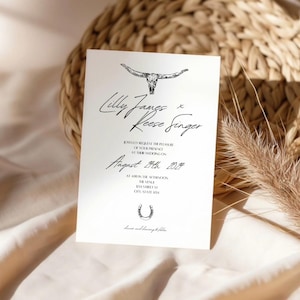 Westliche Hochzeitseinladungsvorlage, Westernschreiben Hochzeit einladen, Boho Hochzeitseinladung, minimalistische Hochzeitseinladung, bearbeitbare Vorlage