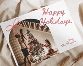 Arch Christmas Card Template, Photo Holiday Card Template, Boho Christmas Card, Bow Christmas Card Editable, Photo Christmas Card, Xmas V7.5
