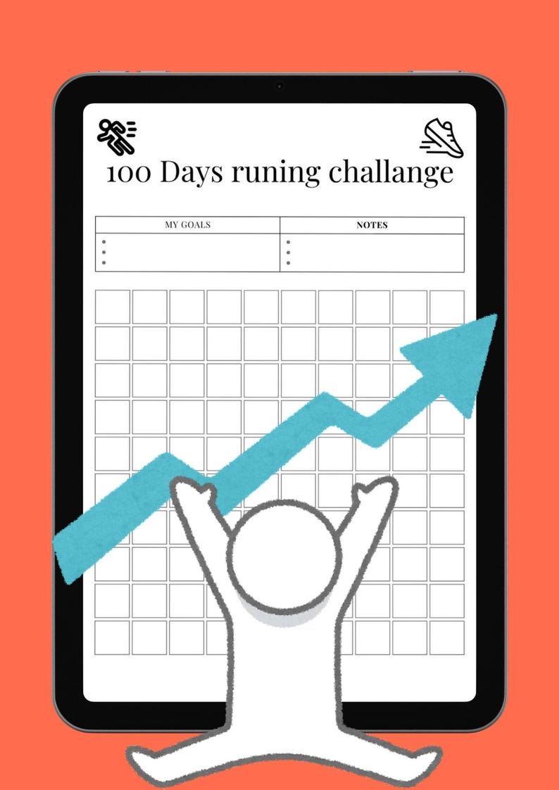 100 Days Challenge Tracker Set - Printable Digital JPG Templates ...