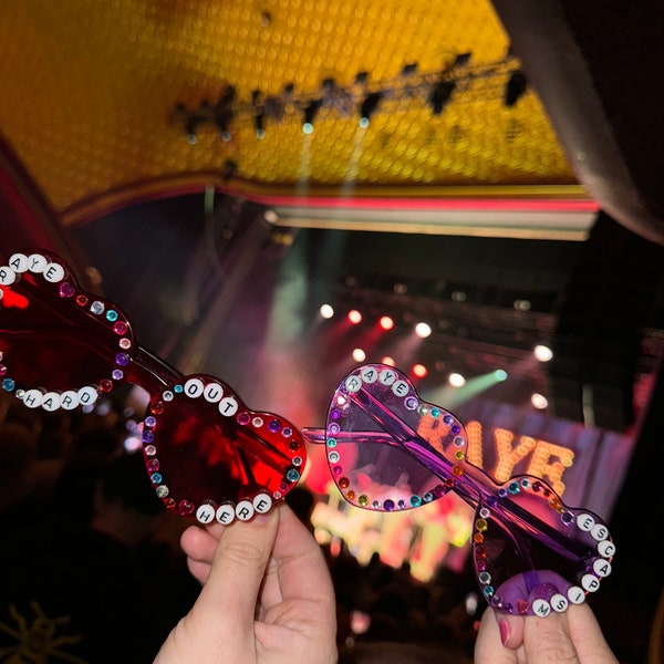 Personalised hand decorated love heart glasses