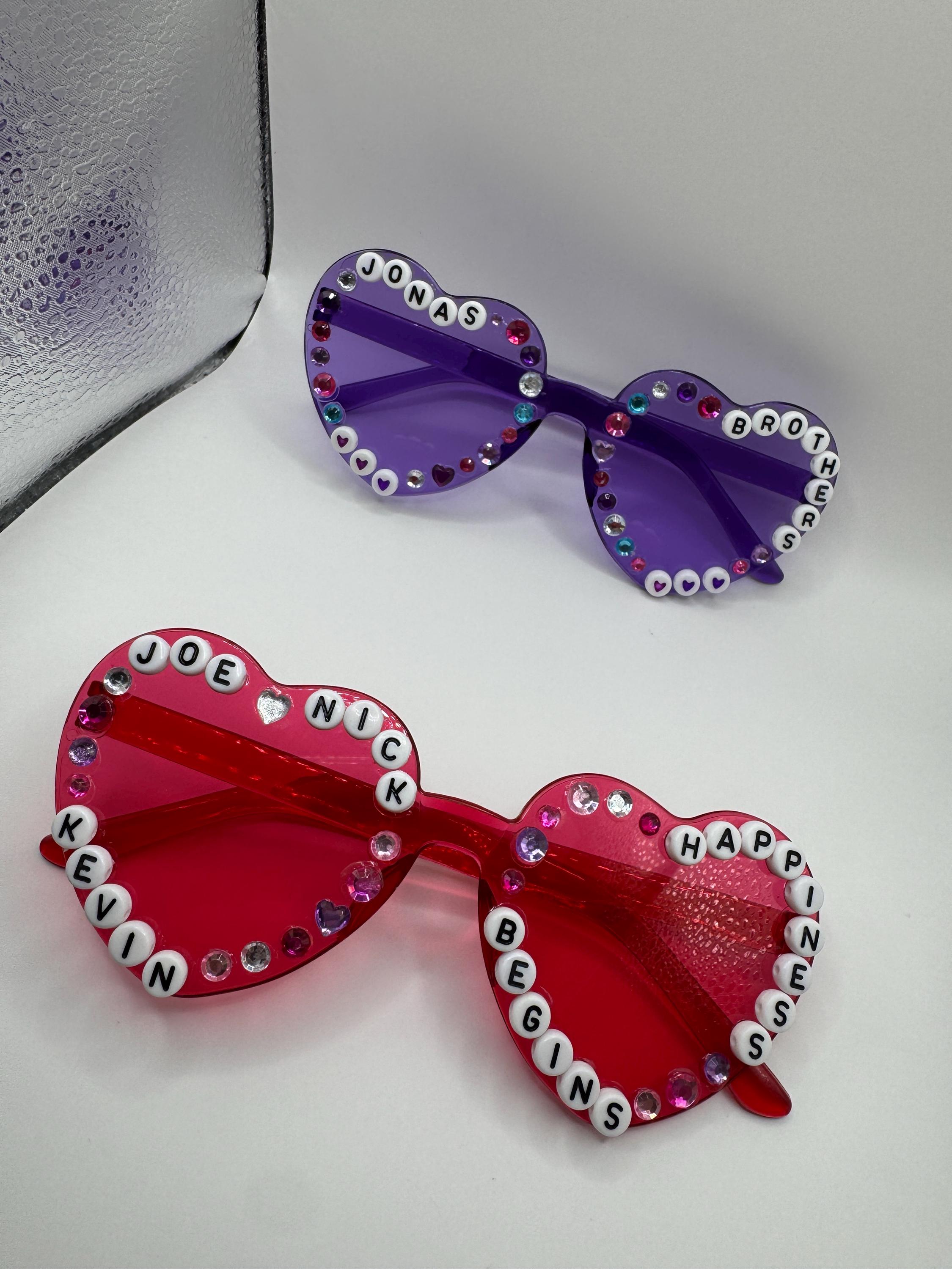 Jonas Brothers Hand Decorated Love Heart Glasses - Greetings From