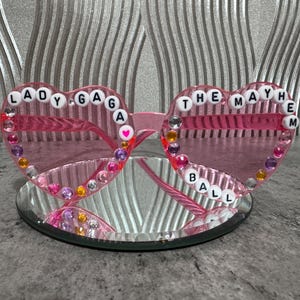 Lady Gaga - hand decorated love heart glasses
