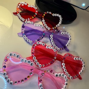 Big Time Rush - hand decorated love heart glasses/beaded sunglasses
