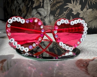Katy Perry - hand decorated love heart glasses