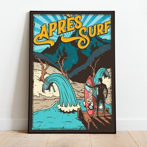 Après Surf Poster Surfboard Surfer SUP Stand Up Paddle Vintage Style Climate Protection Nature Environmental Protection Aloha Sustainability Digital Download