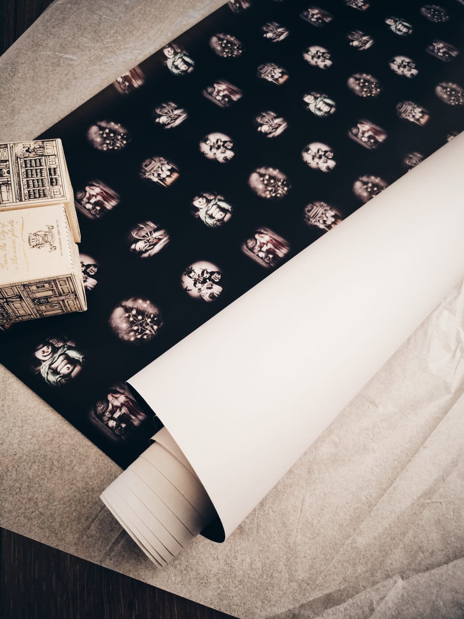 Forest Green Wrapping Paper Sheets, Moody Victorian Winter