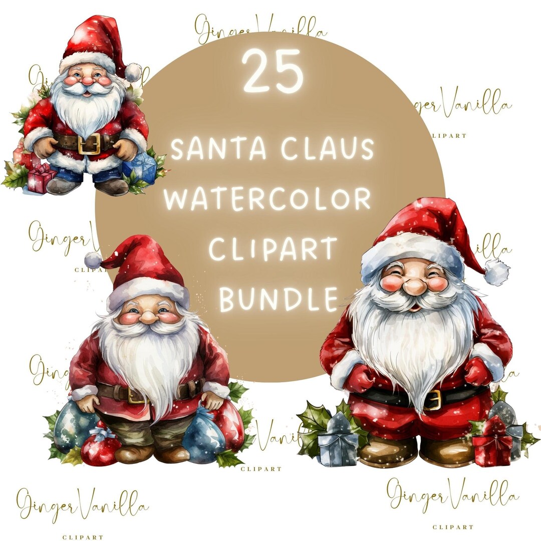 Christmas Santa Claus Clipart Christmas Png Bundle Santa - Etsy