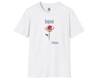 England 6 Nation T-Shirt Englisch Rose T-Shirt Cooles England Rugby Top Retro Mod Ziel T-Shirt Benutzerdefiniertes 6nations Cup-Geschenk