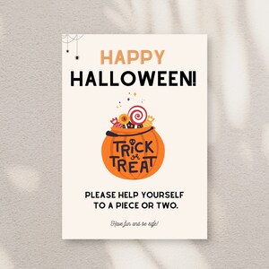 Printable Away Trick or Treat Cauldron Sign/ Flyer