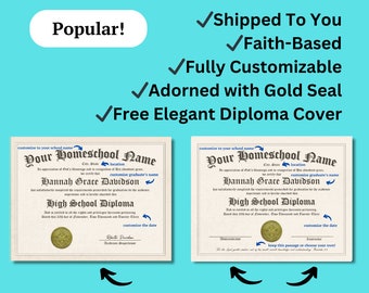 Custom Faith-Based Diploma, Custom-Made Homeschool Highschool Diploma, Homeschool Diploma, Customizable, Editable Diploma, Diploma Printable