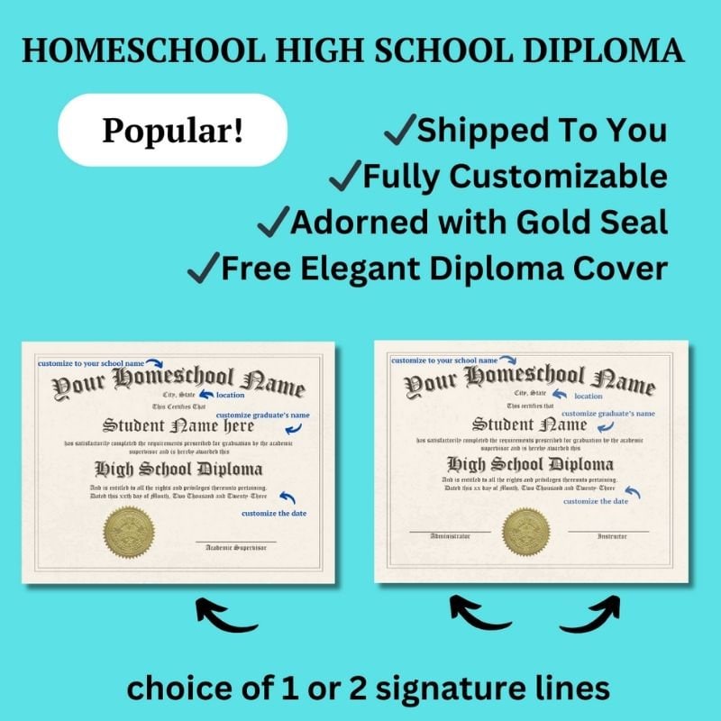 Custom Diploma, Custom-Made Homeschool Highschool Diploma, Homeschool Diploma, Customizable, Editable Diploma, Homeschool Diploma Printable