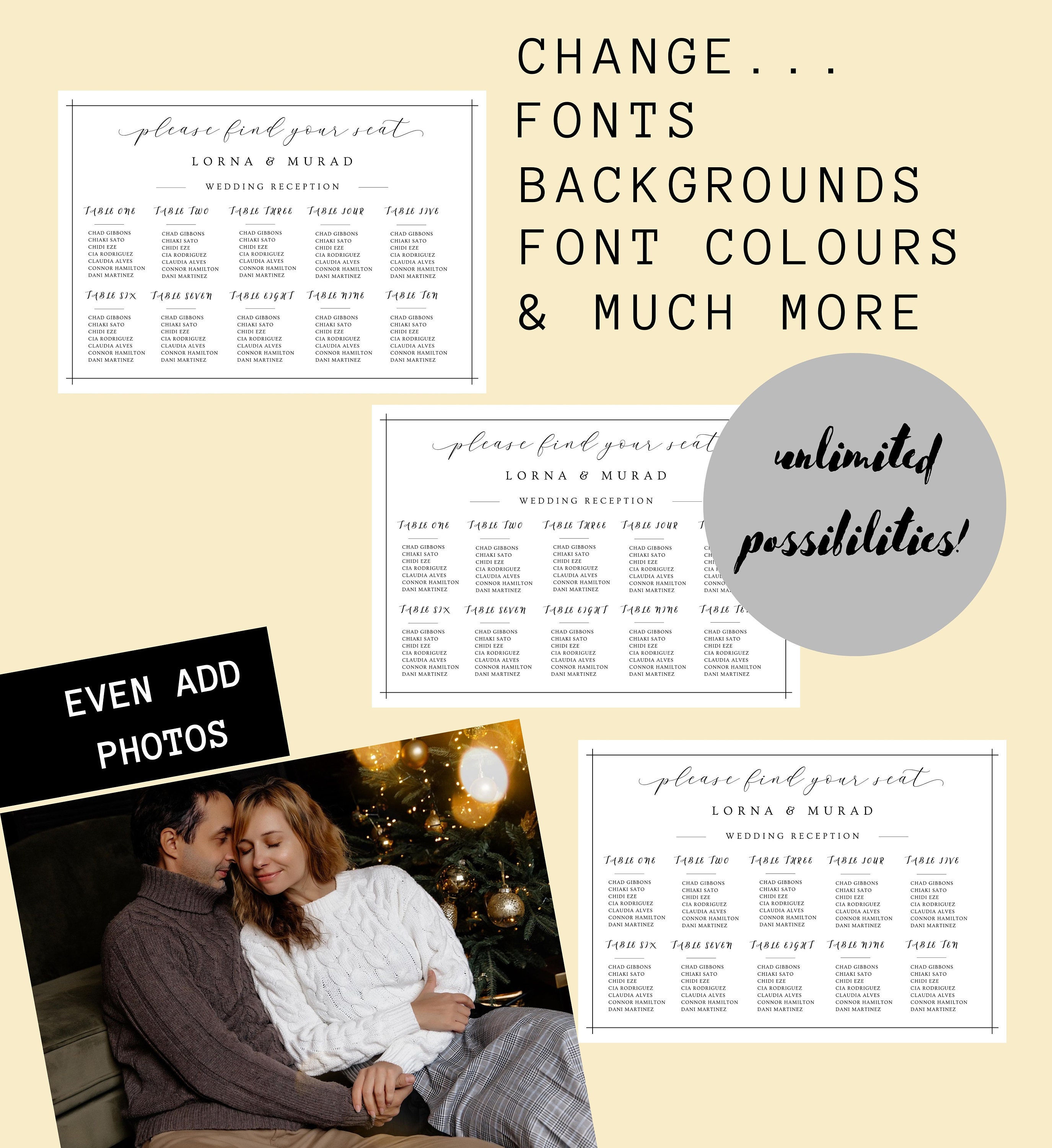 Printable Find Your Seat Wedding Sign INSTANT DOWNLOAD Printable ...