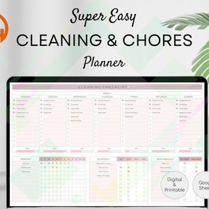 Checklist wekelijkse schoonmaak | Maandelijks, jaarlijks takenoverzicht | Schoonmaakplanner | Lijst met huishoudelijke taken | Google Spreadsheets-sjabloon | Bewerkbare tracker
