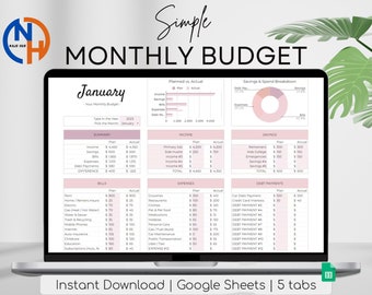 Monthly Budget Planner | Google Sheets Financial Spreadsheet (Digital Download)