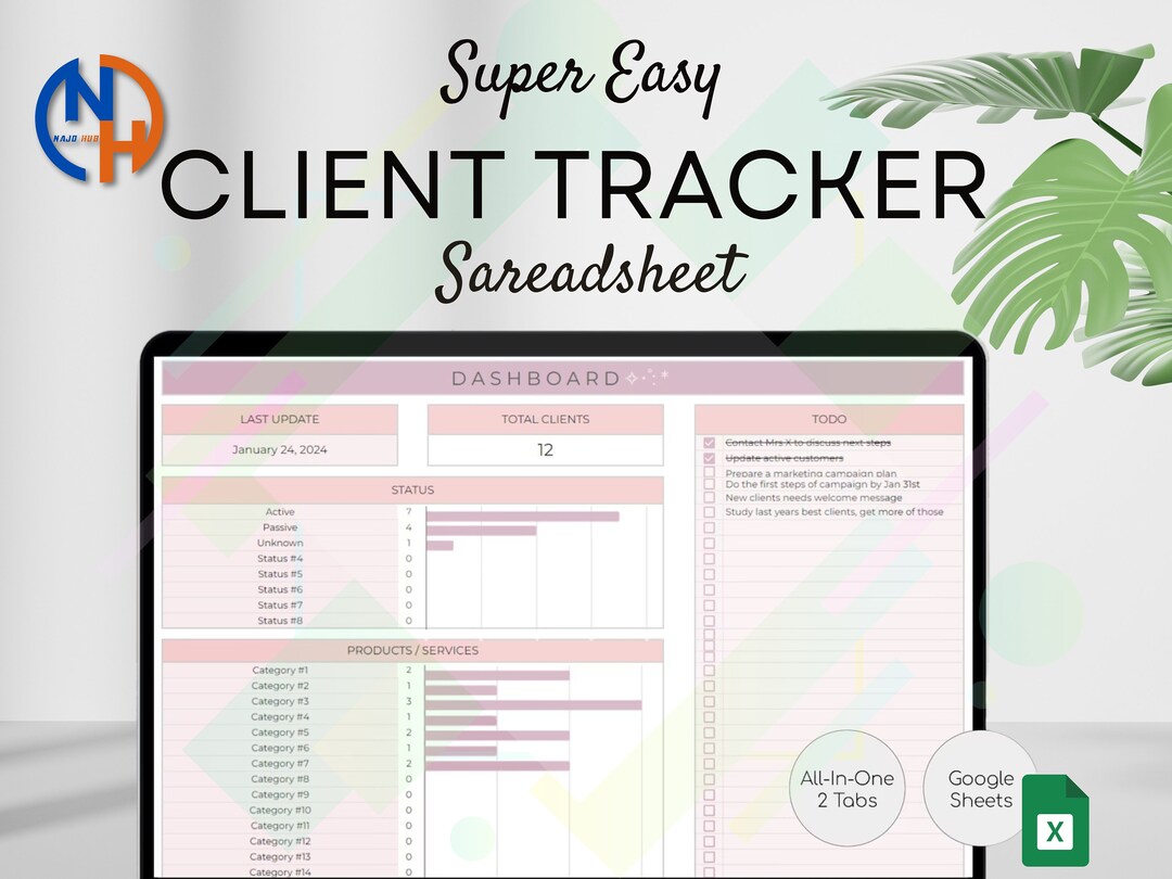 Client Tracker Spreadsheet / Small Business Template / Customer List ...