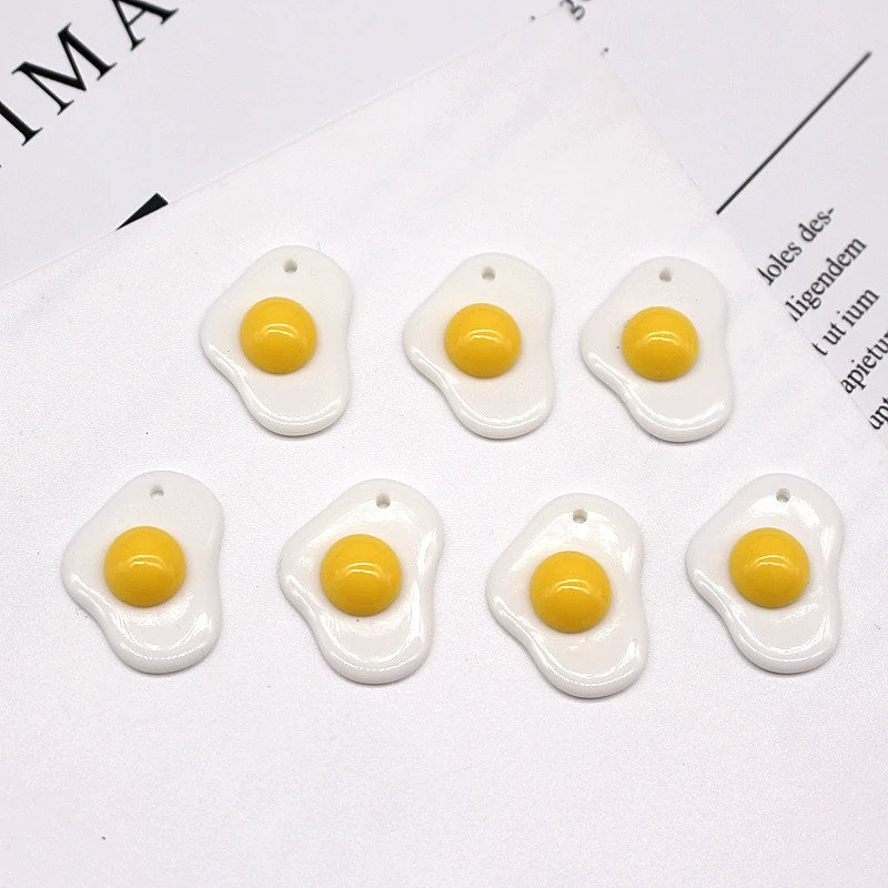 10Pcs Cute Mini Egg Yolk Resin Charms For Jewelry Making Key Chain Necklace  Pendant DIY Decoration Accessory C920