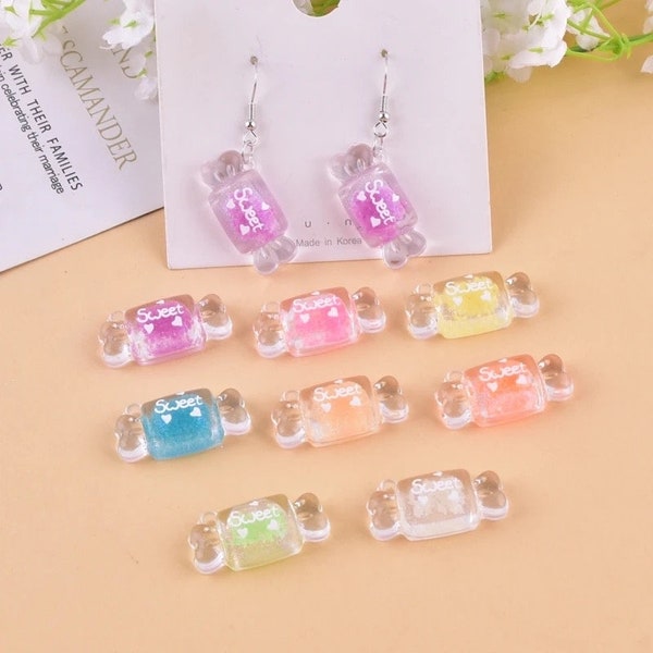 10 pieces of luminescent light in the night candy charms for jewelry making, acrylic charms, DIY jewelry, candy charms