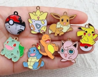 10 stuks cartoon anime charmes, Pokemon charmes, Pikachu charmes, emaille charmes, charmes voor het maken van sieraden W