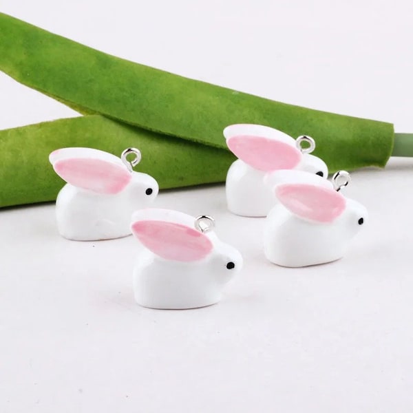 10 pieces of Cute Rabbit Animals Resin Charms Pendant, jewelry making, rabbit charms, resin charms