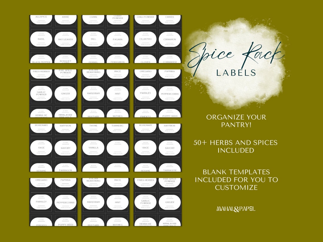 Spice Rack Labels Herbs and Spices Labels Kitchen Labels Etsy