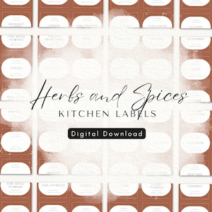 Spice Rack Labels • Herbs and Spices Label Set • Kitchen Labels • Pantry Organization • Print Custom • Modern Black Labels • Autumn Fall
