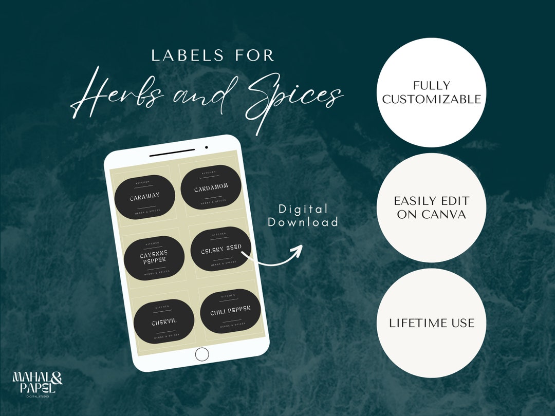 Spice Rack Labels Herbs and Spices Labels Kitchen Labels Etsy