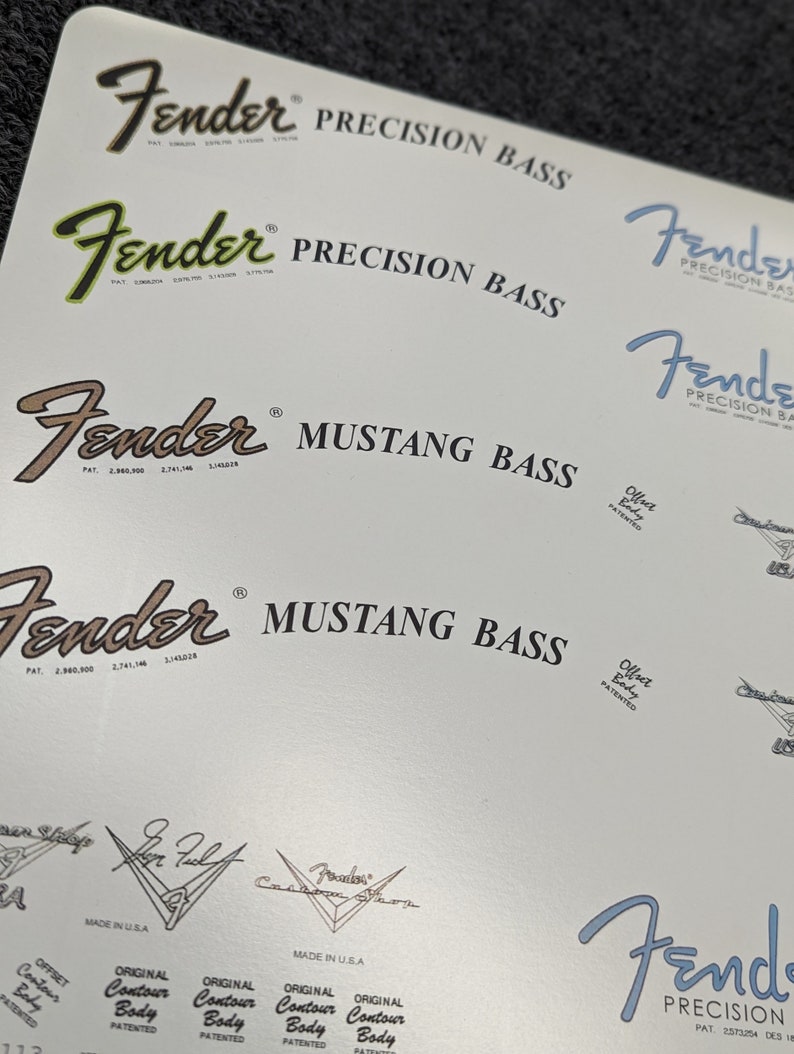 Fender Precision Bass Waterslide Decals All Era 1960 2001 Etsy