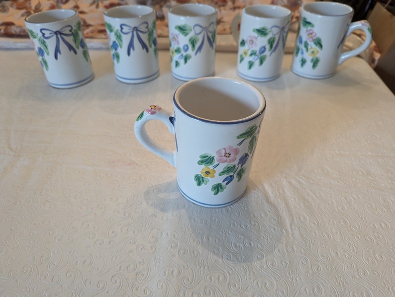 Set of Six Herend Village Pottery Hungary Handpainted Mugs Etsy