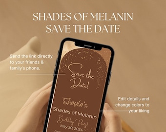 Save the Date Shades of Melanin Evite, Mobile Save The Date Shades of Melanin Birthday Save the Date, Shades of Brown Save the Date Party