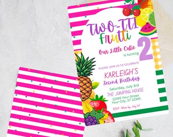 Two-tti Frutti Birthday Invitation: Tropical Fruit Theme (Digital Download), Fruit Birthday Invitation for 2 Year Old