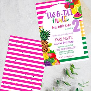 Two-tti Frutti Birthday Invitation: Tropical Fruit Theme (Digital Download)
