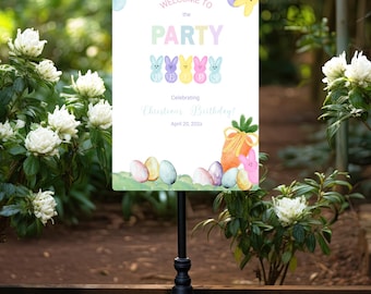 Peeps Easter Birthday Welcome Sign: Pastel Colors (Digital Download)
