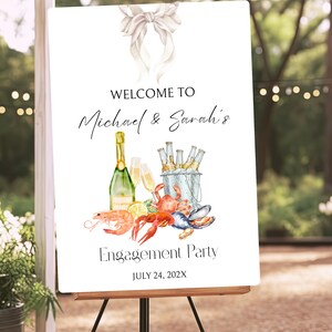 Custom Seafood Boil Engagement Party Sign, Low Country Boil Welcome Board for Couples Shower, Couples Seafood Boil Welcome Poster for Shower
