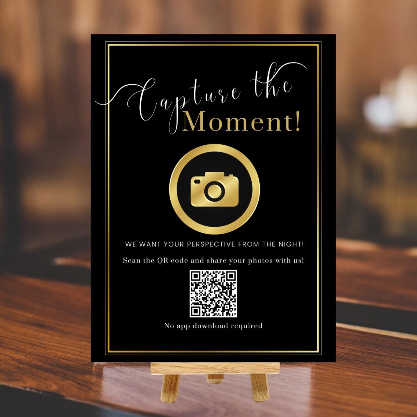 Black Capture the Moment Barcode Sign for Birthday Party, Printable QR ...