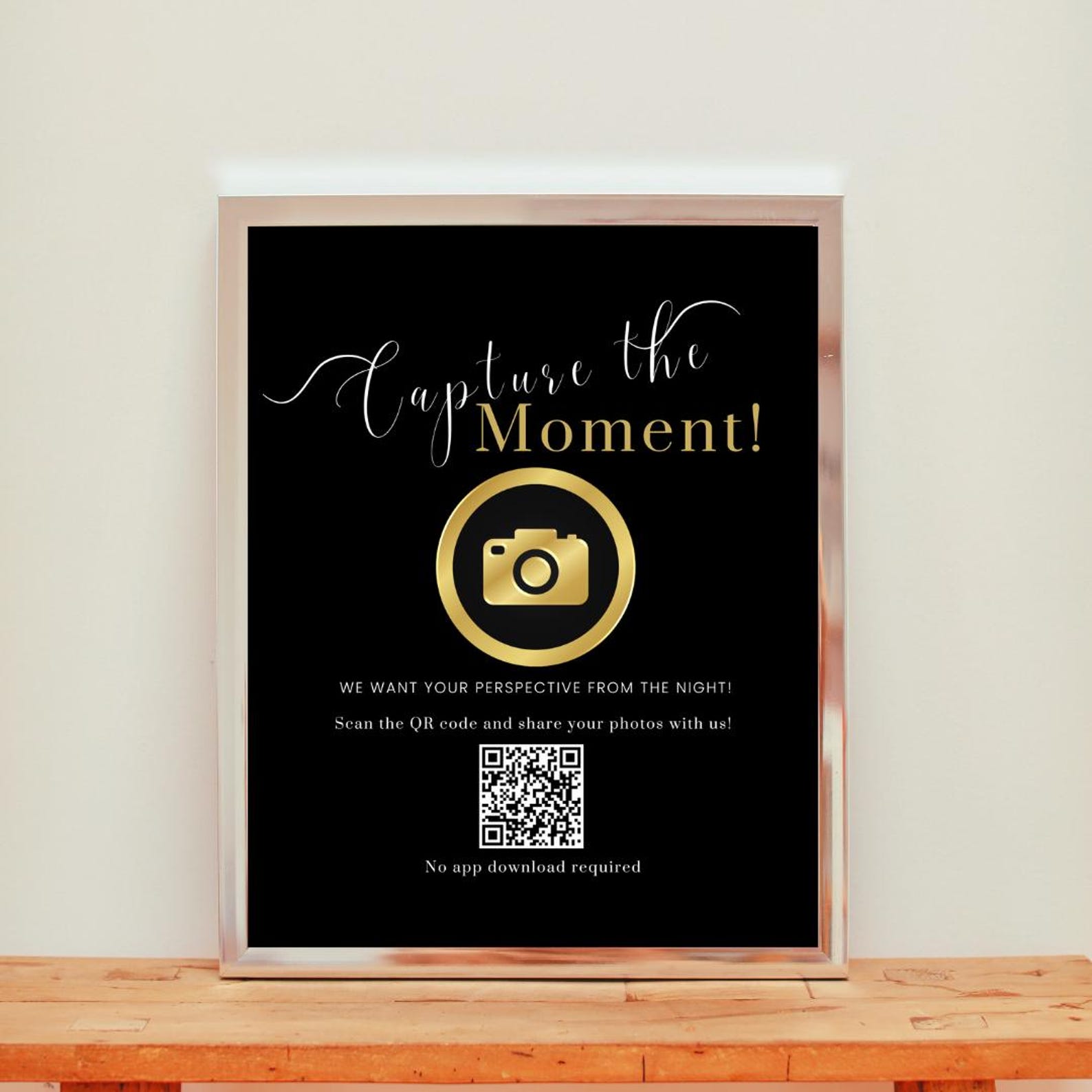 Black Capture the Moment Barcode Sign for Birthday Party, Printable QR ...