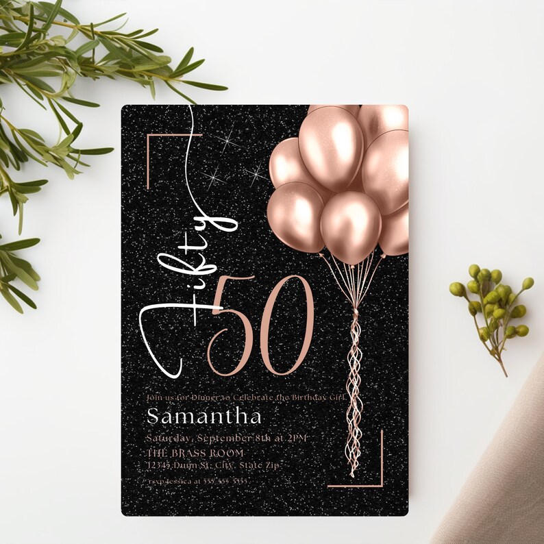 thumbnail image 2 of Personalised Photo 1st Birthday Invitations – Rose Gold Or Silver Glitter Effect, Pack Of 10 With Envelopes, UK Made 2 of 6