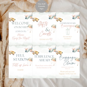Placas de mesa personalizadas para chá de bebê de avião neutro em termos de gênero, placas personalizadas para chá de bebê de viagem aérea, placas amarelas e verdes para chá de bebê de avião