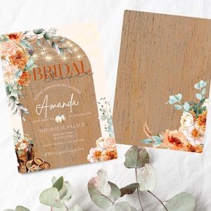 Terracotta Western Bridal Shower Invitation, Floral Rustic Shower Invite, Cowgirl Boots Floral Bridal Invite, Country Wedding Shower Invite