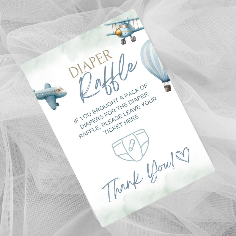 Airplane Baby Shower Diaper Raffle Ticket Set (digital Download ...