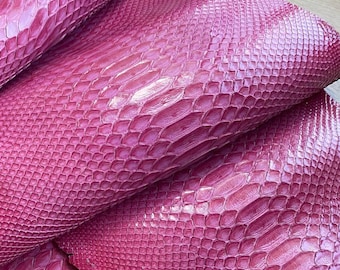 Pink Genuine Snake Skin Leather Strips, Exotic Reptile Texture for Leathercraft