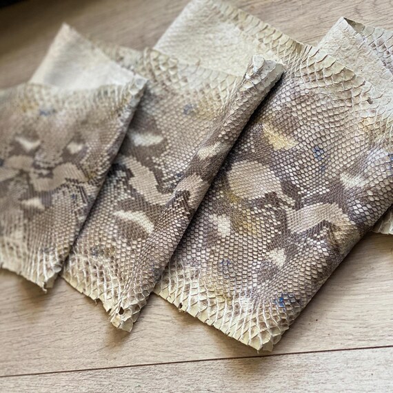 Genuine Snake Skin Leather Strips – Natural Python Pattern, Exotic Leather for Wallets (2 Pieces)