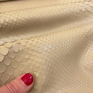Luxury Beige Python Leather for Apparel, Genuine Snake Skin, Exotic Leather, Soft Snake Leather