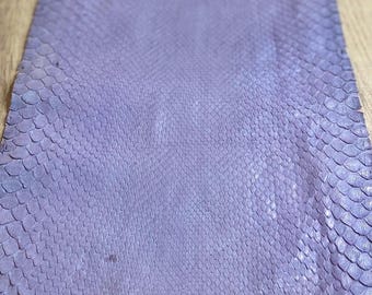 Matte purple Craft Grade Genuine Leather Snake Skin Leather Scraps for Wallets Italian Tanned