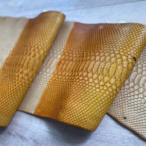 Premium exotic leather with smooth cream to amber color transition