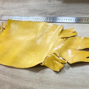 Yellow Genuine Italian Lizard Leather Hide, Exotic Scale Pattern Craft Material