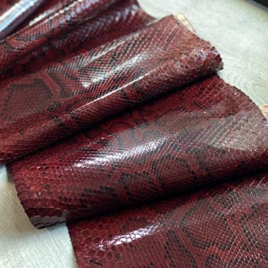 Red Snake Skin, Exotic Leather, Genuine leather Snake Skin, Python Leather for Wallets