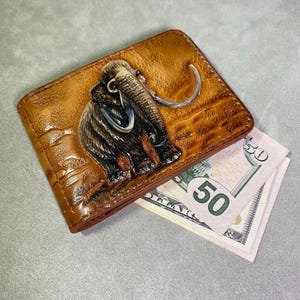 Carteira de elefante presente – Carteira masculina de couro, prendedor de dinheiro personalizado, carteira para homens, carteira personalizada, carteira de couro personalizada presente para mulher