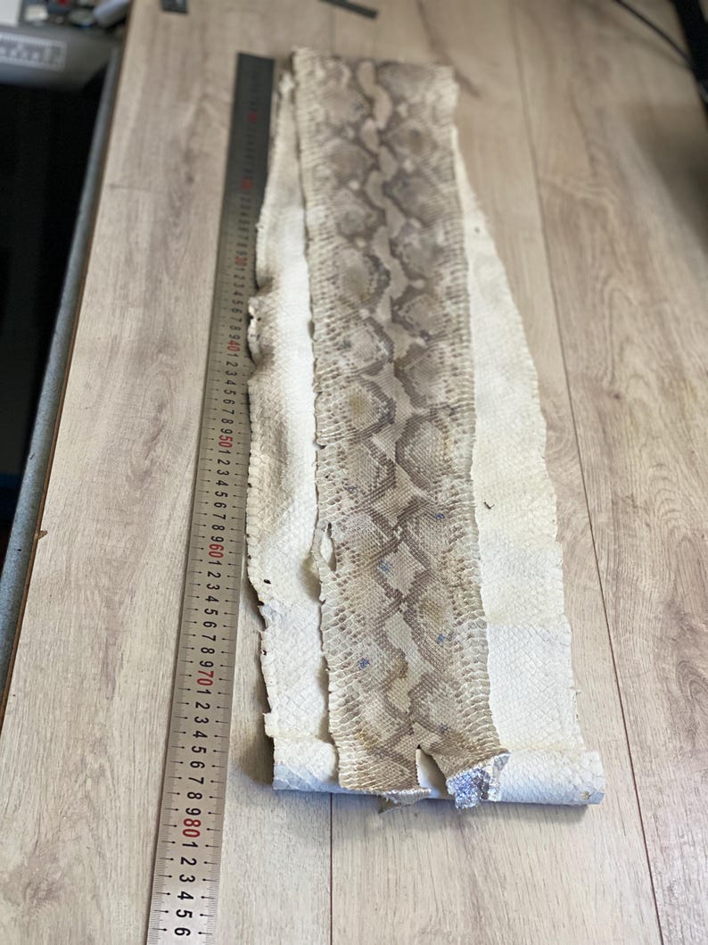 Genuine snake skin leather with soft flexible structure and reptile texture